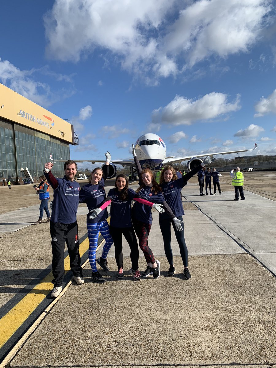RhodDawes's tweet photo. Pulling planes for fun! Part of a team that set a Guinness World Record all in aid for sport relief. Now in the big book . Top effort all involved #A350 #SportRelief2020 #randomfridays https://t.co/zrVq91plYU