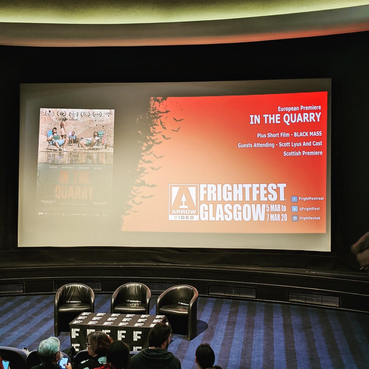 ChuckSpadina25's tweet photo. Black Mass and In The Quarry next. Very good watches @FrightFest @glasgowfilmfest #ArrowFrightfest #FrightFest #horror #blackmass #inthequarry https://t.co/YwDK4Ht8QV