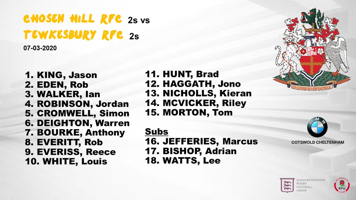TewkesRFC's tweet photo. The @TewkesRFC 2nd XV are away to @Chfprfc  on Saturday @GRFUrugby @swsportsnews @sportgloslive https://t.co/egvtzKEPeX