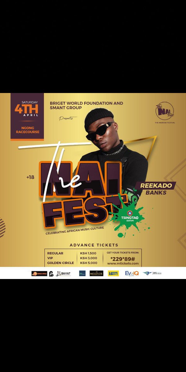 LuokidOfficial's tweet photo. Get your tickets  As the weekend fun begins stay ready for THE NAIFEST 2ND EDITION featuring REEKADO BANKS🇳🇬 on the 4th April 2020 at the ngong racecourse; 

Get your tickets on https://t.co/wfEFmwNw5U or dial *229*89#

@the_nai_fest
@bridgetachieng
@bridgetsworldfoundation https://t.co/SHUK8Ndftd