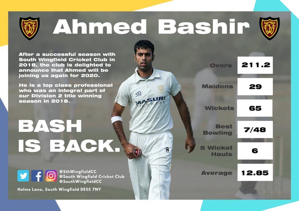 SthWingfieldCC's tweet photo. Welcome back, Ahmed Bashir!

From everyone at South Wingfield Cricket Club, we look forward to having you back in the team.

#BashIsBack #SWCC https://t.co/5Pxp11OOwZ