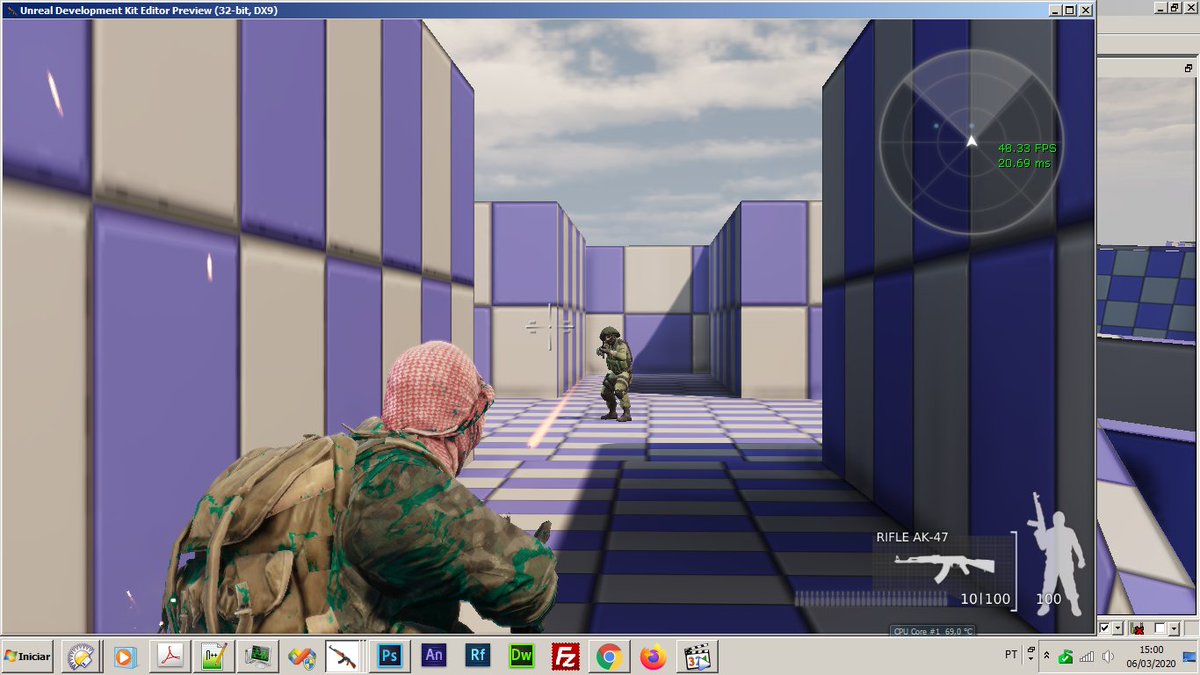 UdkUltimate's tweet photo. Small update on #FursanAlaqsaGame. I created a new #AI Class for knife kills mode. You can approach the enemy from behind without being spotted, but if you touch him, or stay a long time behind, he will realize and shoot at you. This was done with Kismet and #UnrealScript on #UE3 https://t.co/BpZQTCdOaC