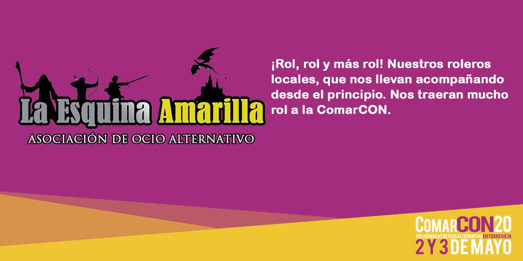 lacomarcon's tweet photo. Ellos son de rol y de mucho rol. Nuestros vecinos del barrio, un año más nos traen sus partidas de rol. @EsquinaAmarilla 🎭
#ComarCON20 https://t.co/BtunJQFf03 https://t.co/9Pxz5gkaWb