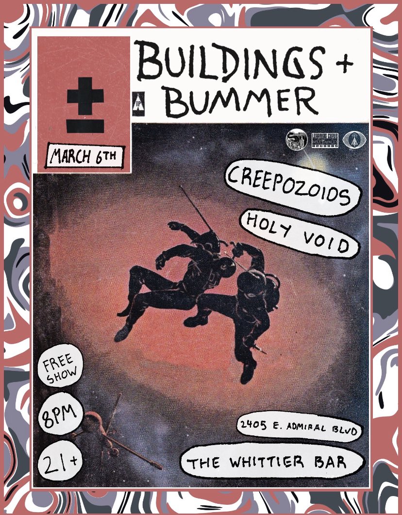 Tulsa tonight @whittierbartulsa with <a href="/bummerkc/">BUMMER</a> @creepozoids I don’t anything about Tulsa . Tell me something good!!