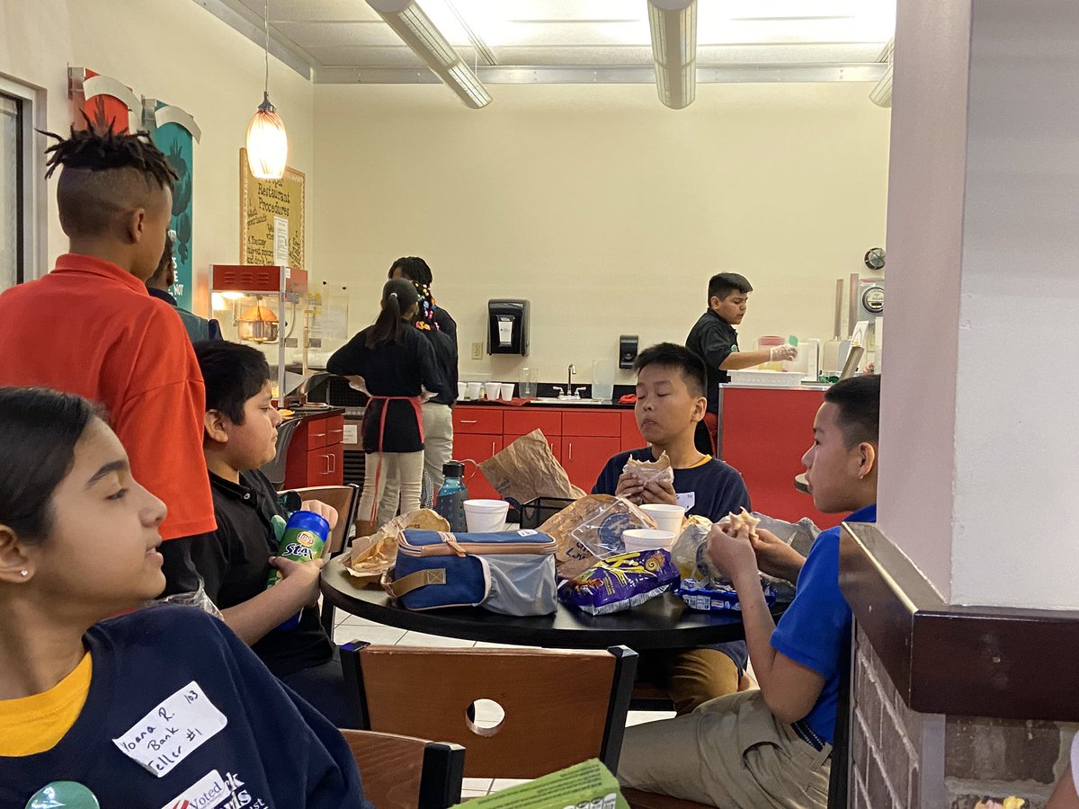 Busy at work and learning about running a business at JA Biztown.  <a href="/PriceOwls/">Price Elementary</a>