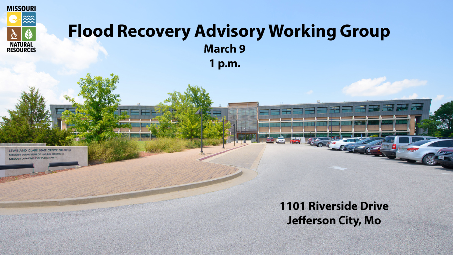 MoDNR's tweet photo. .@GovParsonMO’s Flood Recovery Advisory Working Group will meet at 1 p.m., March 9 at 1101 Riverside Drive, Jefferson City. The meeting is open to the public. https://t.co/VKpmWibMib #MoFlood #MoRecovery Watch live: https://t.co/i34m7Xgaow https://t.co/kl55Jt1tkF