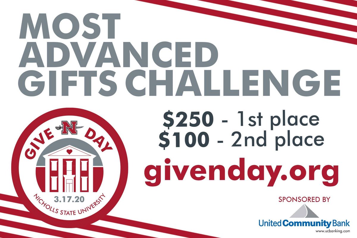 NichollsState's tweet photo. Help your favorite organizations on campus raise some funds and participate in Advanced Giving for Give N Day! The organizations you help could win these gifts below - give now at https://t.co/ksNpTHMG8N 
#giveNday #ColonelPride https://t.co/QQebGKh2cE