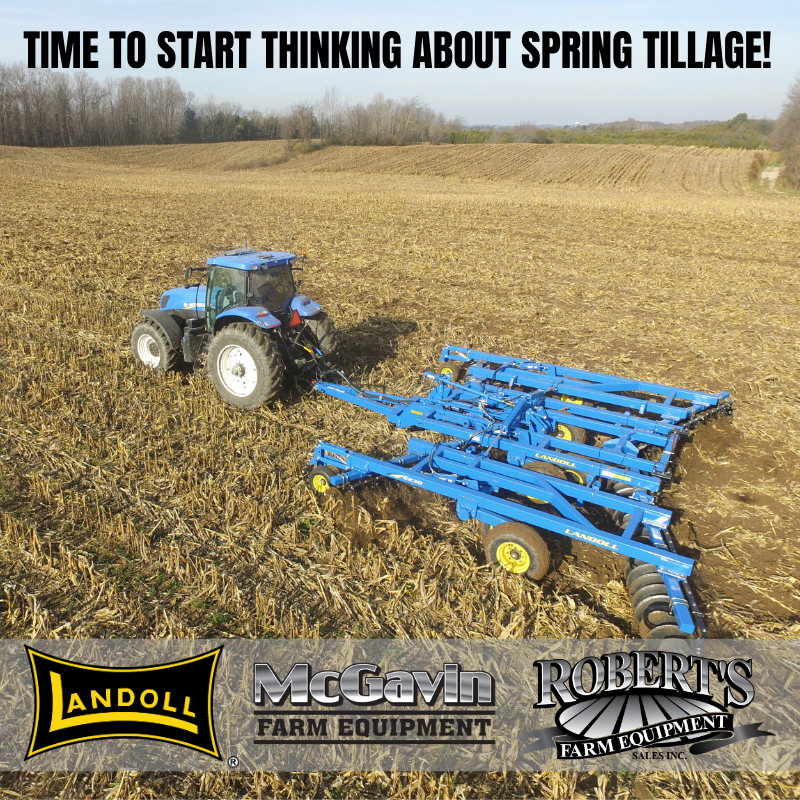 RobertsEquip_'s tweet photo. Make Spring tillage easy with the #Landoll VT Plus - Put the 7400 VT Plus to work and increase your R.O.I with higher yields a direct result of earlier planting and more uniform emergence. #SpringTillage https://t.co/pj4aKCPBgZ