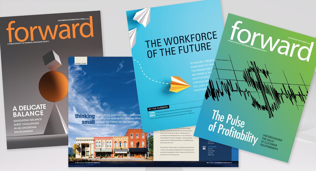 hughes_design's tweet photo. New work! Fresh layouts up on the site for FMS Forward, a magazine published by Financial Managers Society. Magazine layout is a favorite of ours; there's something special + playful about creating a visual story to highlight and elevate the written word.

https://t.co/uVl4R3OD0W https://t.co/vm477ehUub