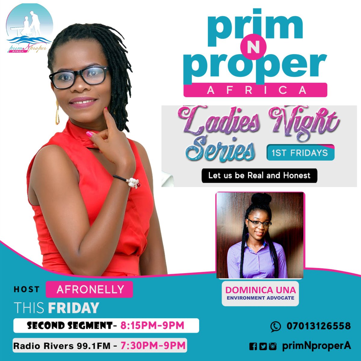 PrimNProperA's tweet photo. #TGIF
#LadiesNight series
We have a Lady on the hot seat!
Join @WONNEafronelly this evening 7:30-9pm on #RadioRivers991 with @Dominica_una
March playlist on #FastidiousDrops starts airing today... @Odil247
and others
#Ladies #Gentlemen #CapacityBuilding #primnproperA https://t.co/Zby0Ni0Dr1