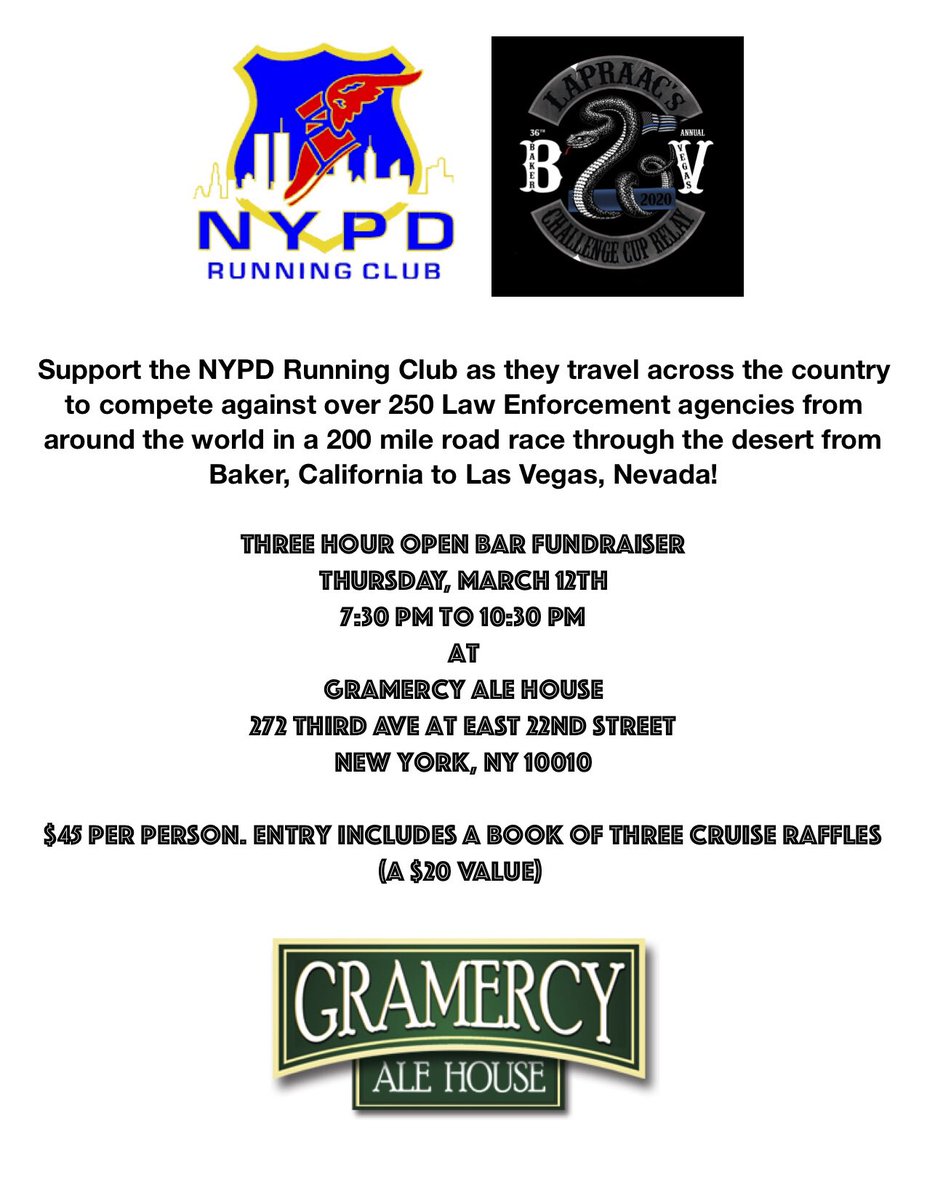 NYPDrunning's tweet photo. Come out, support the club! Bring friends &amp; family! https://t.co/sMRKmD62ie