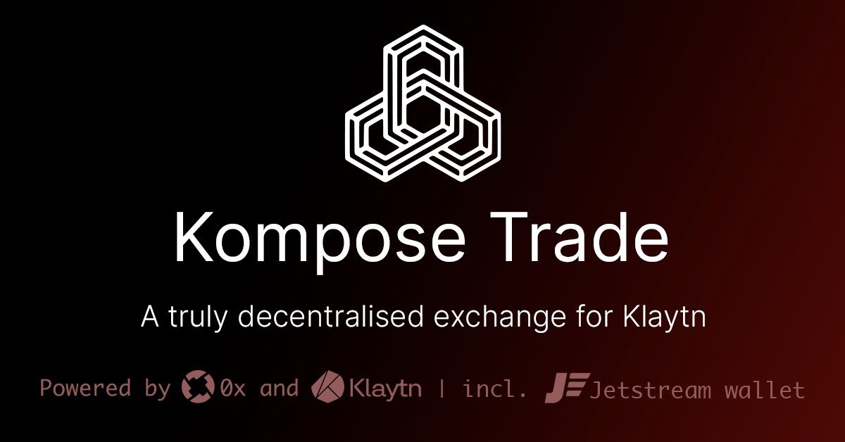 Jetstream now supports KUSD Stablecoin DEX!
trade.kompose.app

First and only open-sourced DEX for Klaytn. Built upon 0x Framework. Swap your KCT20 and KCT721 assets using a truly decentralised exchange. 

Join t.me/kompose group if you have questions, problems!