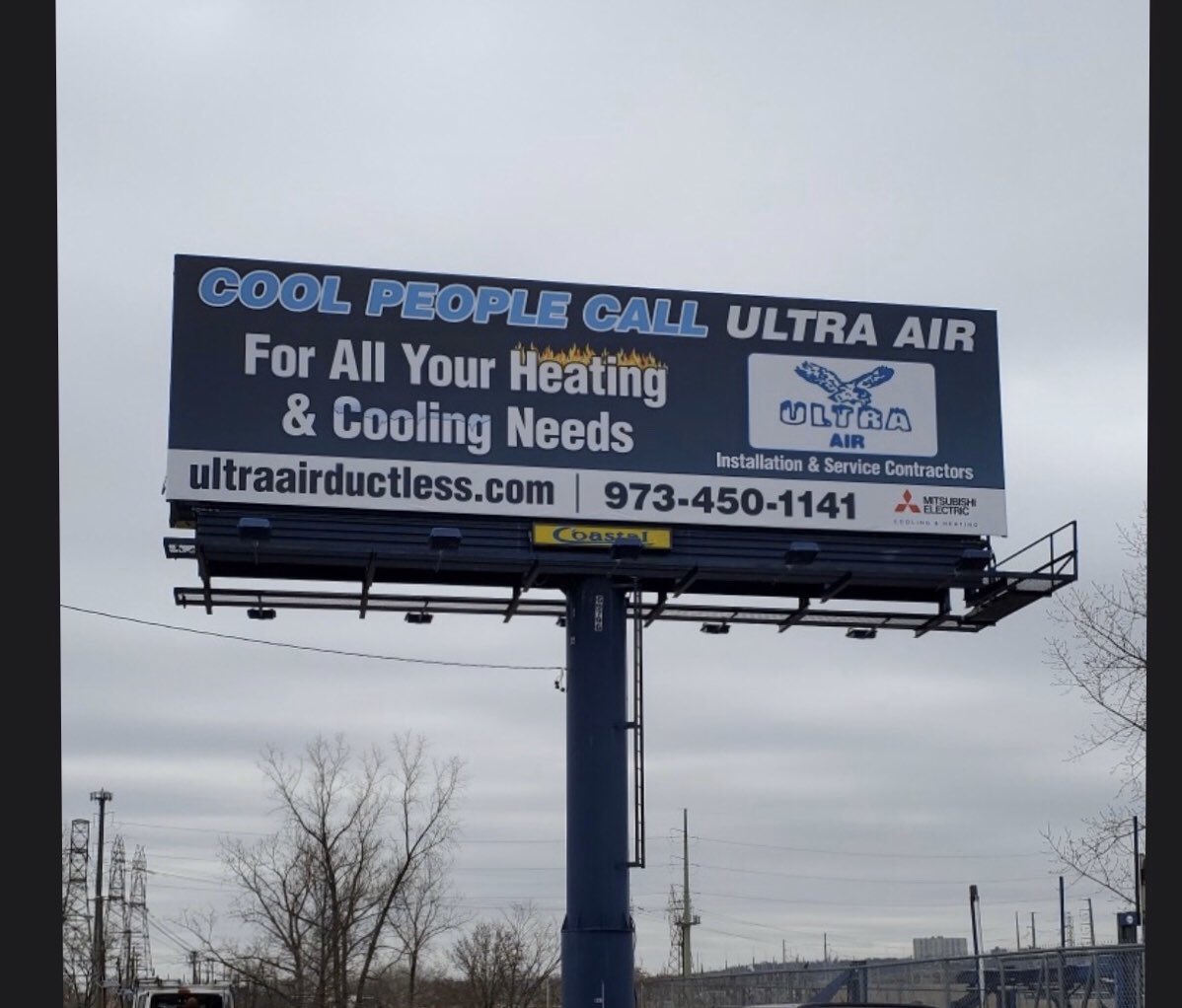 UltraAirInc's tweet photo. Proud to share our new billboard on the NJ Turnpike in Ridgefield!  As it says...Cool People Call Ultra Air!! 
Happy Friday!! #HVAC #airconditioning #heating #installation #repair #UltraAirInc #UltraAirNJ https://t.co/e2Zho83ypx