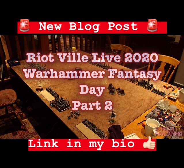 shaggywargaming's tweet photo. 🚨 New Post Alert 🚨
On the blog part 2 of my Warhammer Fantasy games at Riot Ville Live 2020.
https://t.co/mawDyp8Hfa
#Warmongers #warhammer #warhammerfantasy #batrap #tabletopgaming #hobby #gamesworkshop #citadel #oldhammer https://t.co/IwmJ57n6jG