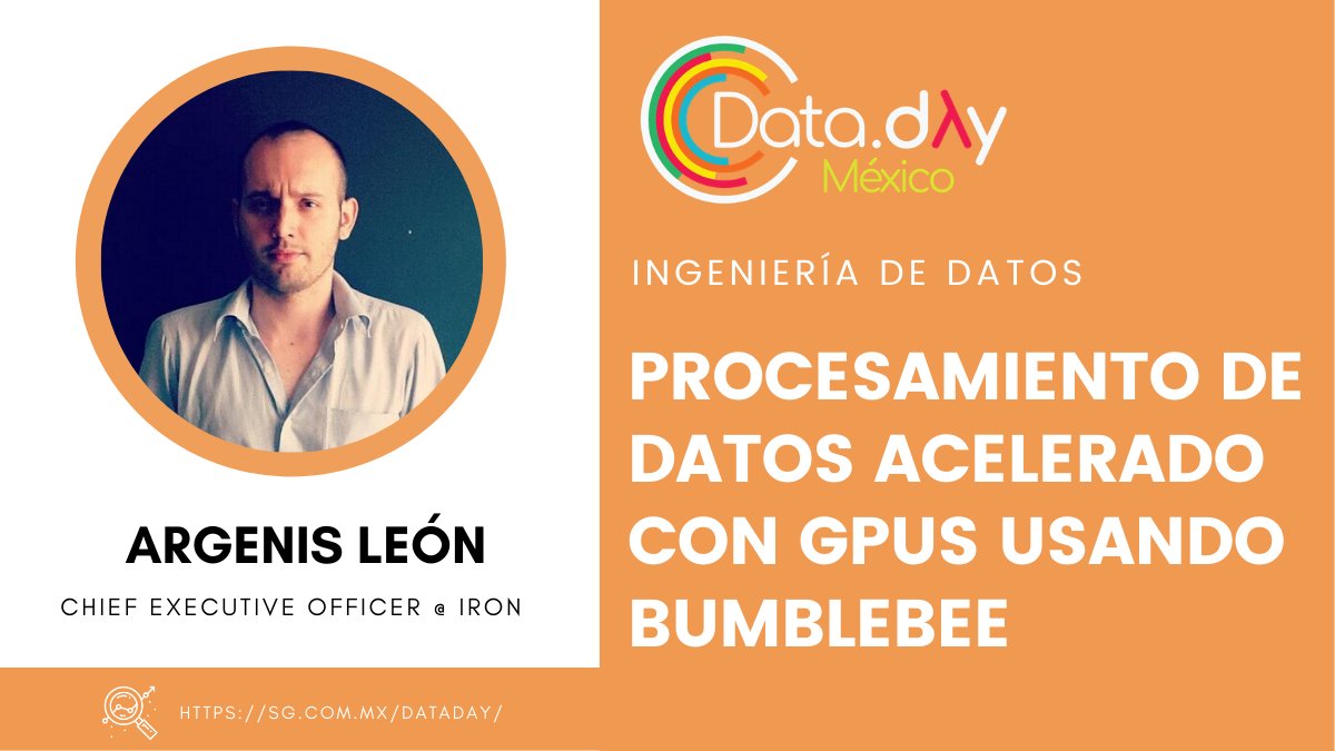 RevistaSG's tweet photo. Asiste a #DataDayMX y conoce más acerca de la herramienta open source Bumbleebee que procesa datos usando GPUs.📊 @argenisleon presenta esta charla en el tarck Ingeniería de datos.
👉https://t.co/jc58mGBTMY https://t.co/Dcw0DZpMkg