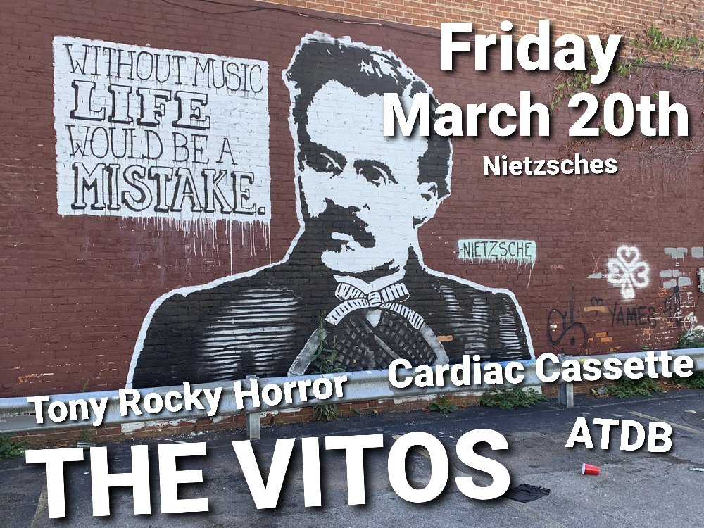 Arcangel404's tweet photo. Friday March 20th 
THE VITOS 
@nietzschesbflo
https://t.co/dSgs8aYsqd https://t.co/POP8Aiyawx