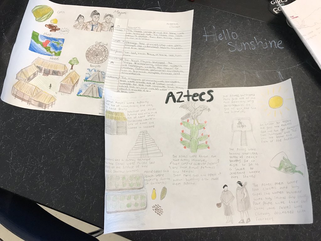 MsStewiesClass's tweet photo. Late post-Final products for the Aztecs & Mayans infographics. #CulturalGeography #ITeachSS https://t.co/00vZ5wV17Q
