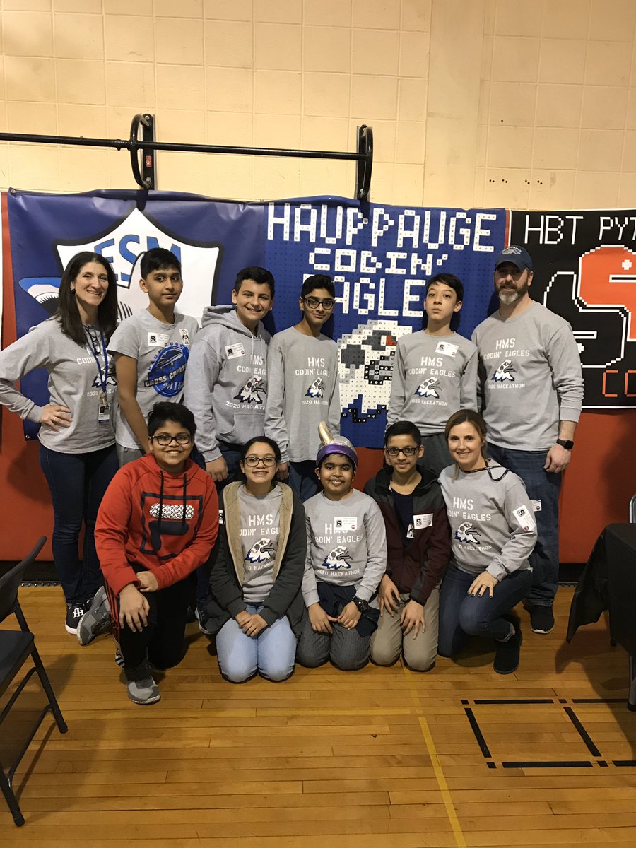 MrsAlvarezHMS's tweet photo. Top 5! So proud of our Hauppauge Golden Codin Eagles Hackathon Team!! #mshackathon @HPS_Eagles @Thomsbots @FerraraRobotics @gordond11171 https://t.co/noUFlMEcVj
