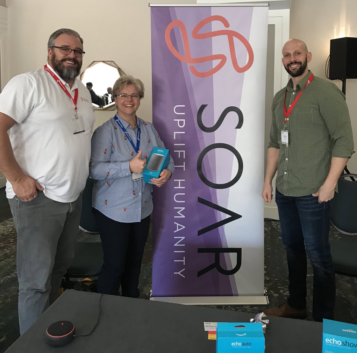 radpace's tweet image. Alexa who is the big winner of the drawing?  Carla Berezowski and Terry Mock.  #sandlersummit #soar