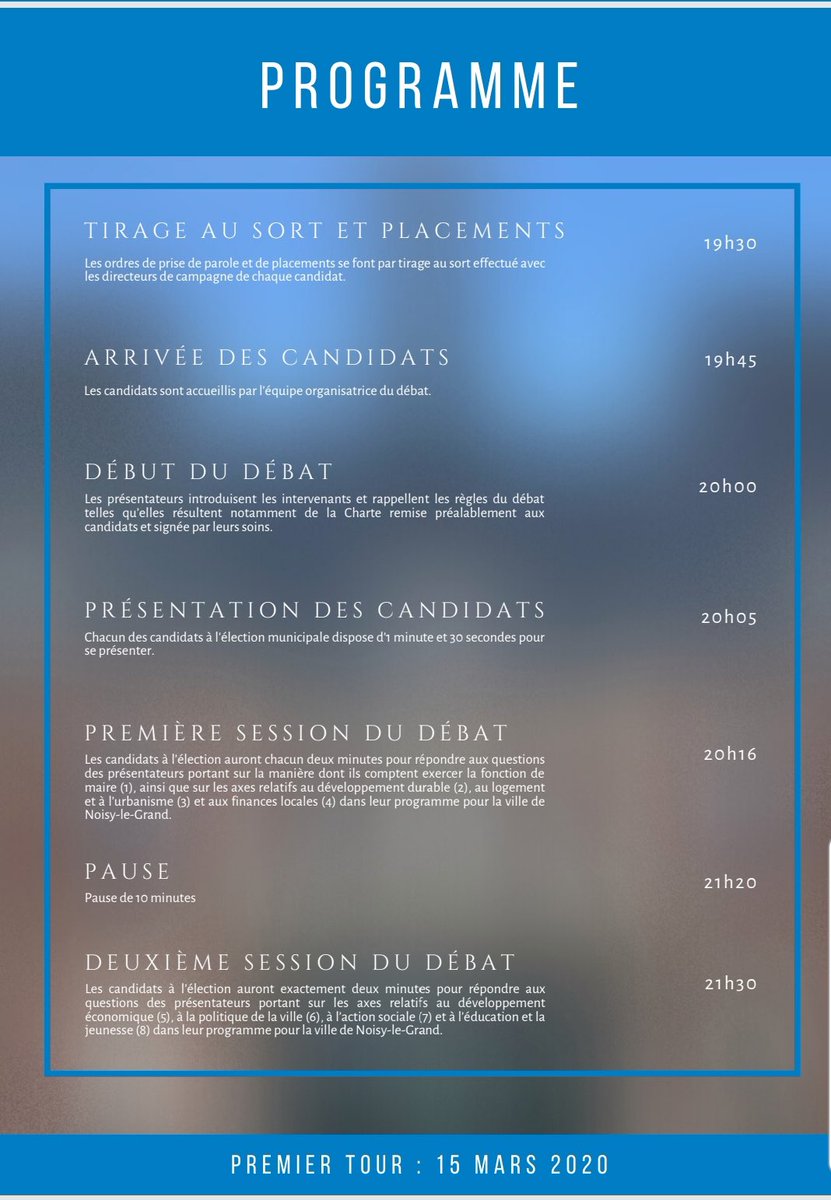 <a href="/MouvTerritoires/">Mouvement Emancipation Territoires</a> anime ce soir le débat de Noisy Le Grand avec les candidats à l’élection municipale. 
Vous pouvez suivre le débat sur Facebook sur la page : 6 MARS 2020- Débat élections municipales - NOISY LE GRAND 
<a href="/MalikYettou/">Malik Yettou</a>