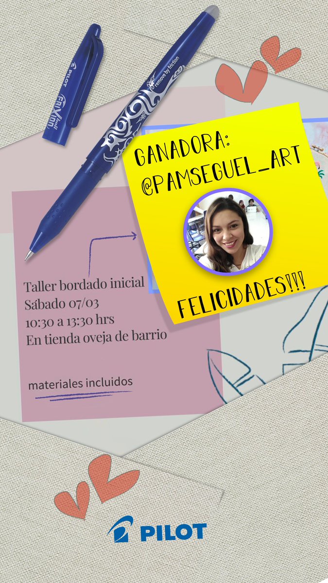 PilotChile's tweet photo. Tenemos ganadora Concurso Piwke Bordados y Tutelu Bordados (Taller Inicial de Bordados) 7 de marzo 2020 en Oveja de Barrio https://t.co/GoCVqpNJHF