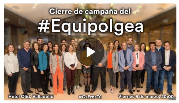 🍊Ya puedes seguir en <a href="/YouTube/">YouTube</a> el cierre de campaña del #EquipoIgea desde #Valladolid.
Con la participación de  <a href="/marbandefrutos/">Marta Marbán</a> y <a href="/FranciscoIgea/">Francisco Igea Arisqueta</a> entre otros. 
#TúDecidesCs porque #CsEresTú.

🧡 Pincha en el enlace 👇🏻

youtu.be/pB69NPwAU0Q