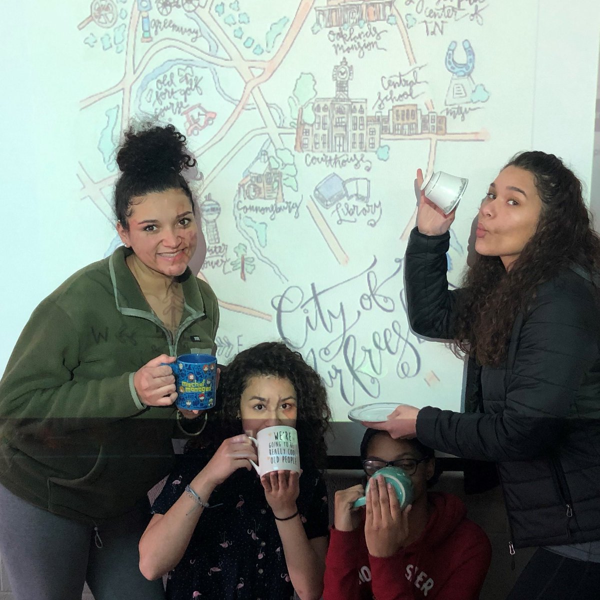 Spilling the tea in Siegel High School Writing Center! #SSWCA2020 #flamingoshirt 🦩 #mischiefmanaged #murfreesboro #WishWeWereThere