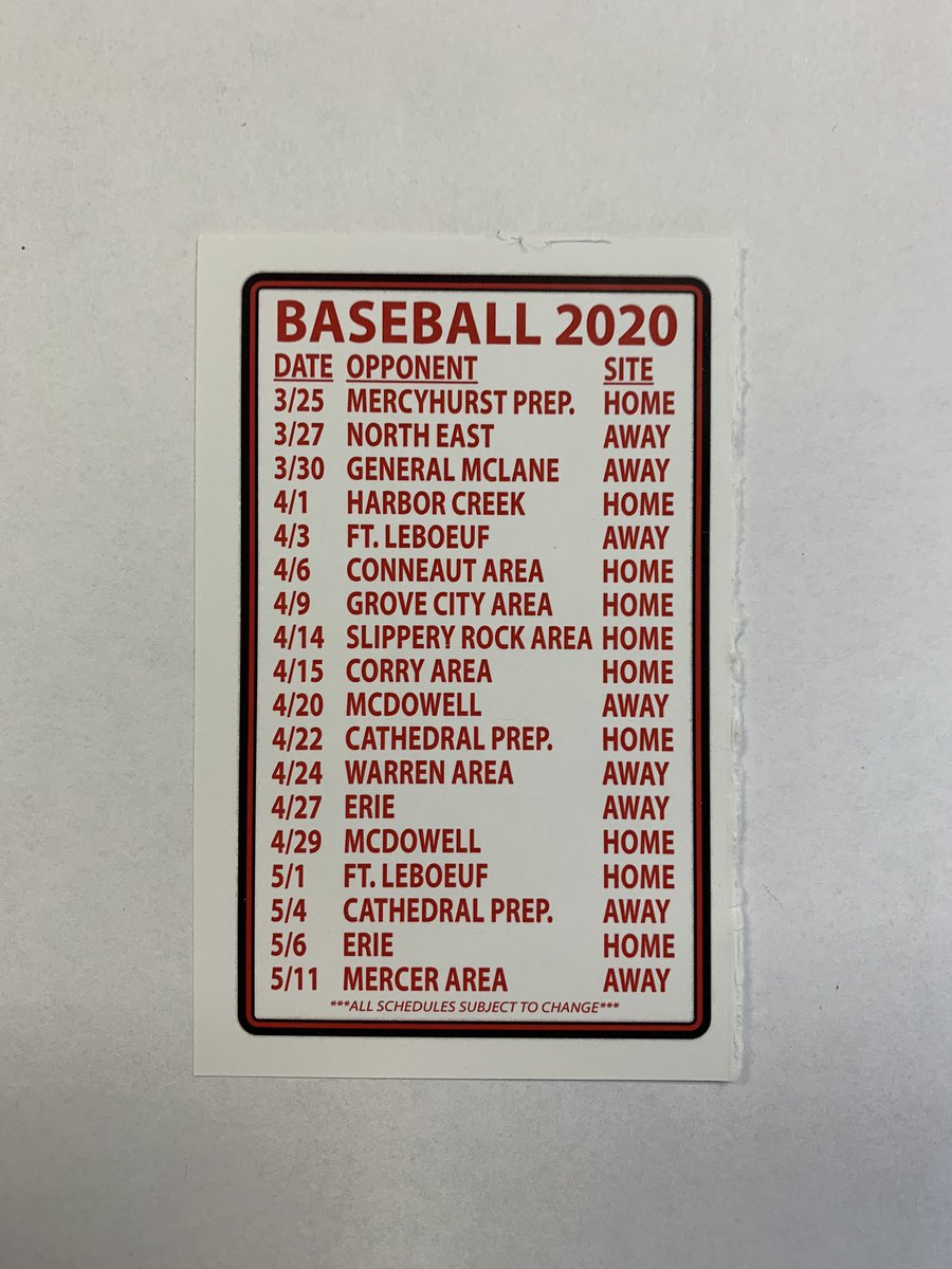 Here is the schedule for Meadville Baseball’s up and coming 2020 baseball season.
#letsgodogs