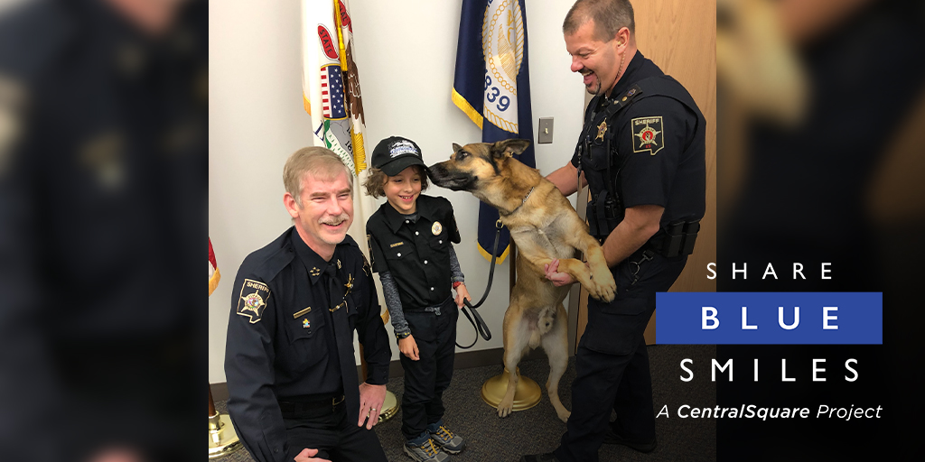ShareBlueSmiles's tweet photo. When this young man dressed as a K9 officer last Halloween, he visited the @DuPageSheriff's Office to show them his costume. Clearly, Nitro was thrilled to meet the newest member of the K9 team! https://t.co/ZwKWxQyOwI