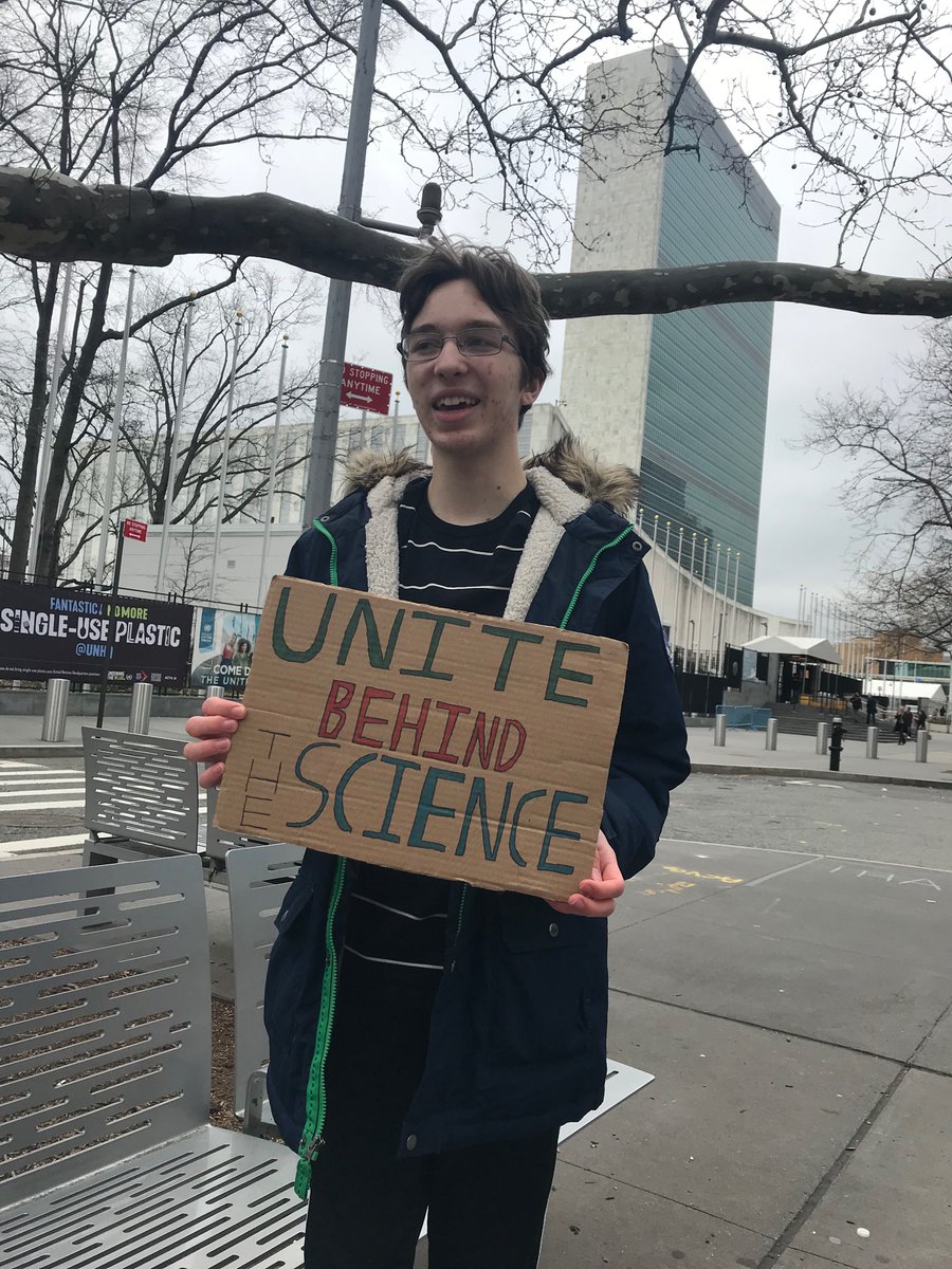 JacobHB2005's tweet photo. Week 19 #ClimateStrike at the UN with Tom from @nyc_climate. Dear @EUCouncil, when we say that we need #ClimateAction now, we don’t mean “a compass for the next 30 years.” Now doesn’t mean “in 2030.” Now doesn’t mean “by 2050.” Now means now. https://t.co/uBtwWteqtF
