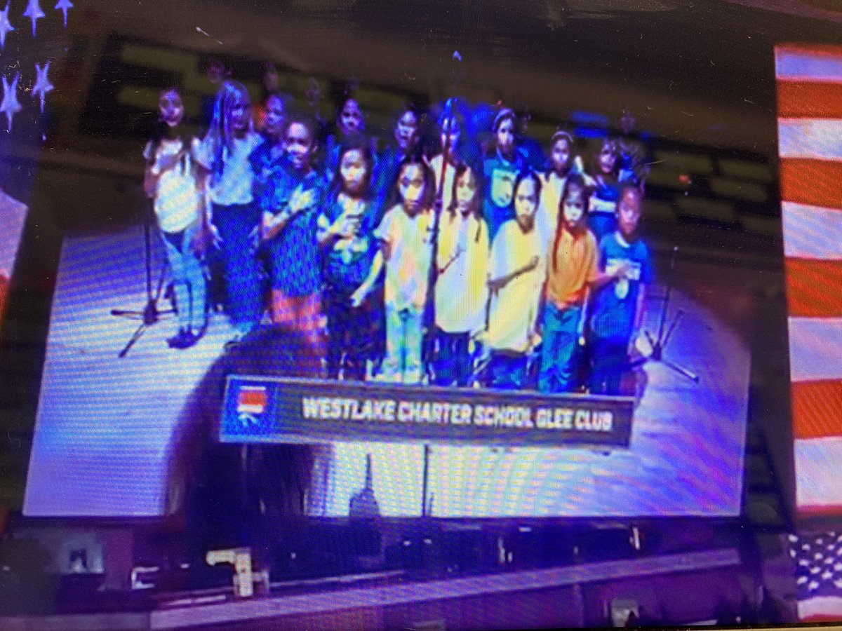 MrsKatieSanchez's tweet photo. During our morning meeting, we watched a video of our Glee Club’s performance of the National Anthem at the @Golden1Center @SacramentoKings last night! #WCSExcellence #WestlakeCharterSchool https://t.co/fpi9yBvNjx