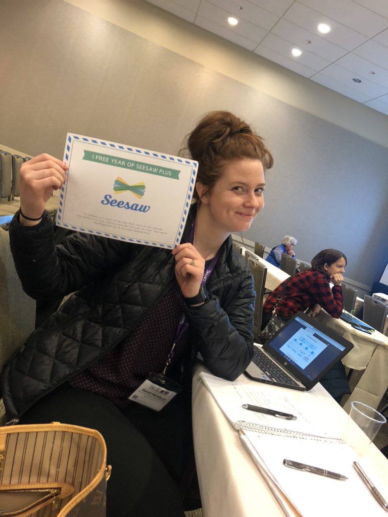 vick_integrate's tweet image. What?!??!! Tech coach Sarah won a free year of SeeSaw premium today at #NCCE2020  @MhsdTechnology @MsCStepp #letstacobouttech #edtech @Seesaw