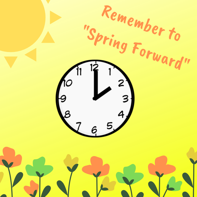 GoCharityInc's tweet photo. Reminder that Sunday #DaylightSavingTime ends so set your clocks forward an hour! We hope you all have an amazing weekend! ☀️🌿💐 #FridayVibes #DaylightSavings #FridayMotivation https://t.co/tw3uOi8ErB