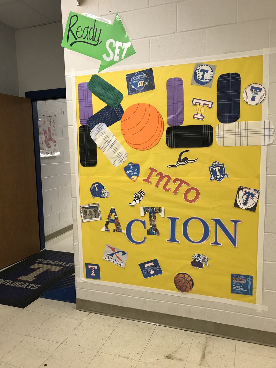 thssportsmed's tweet photo. Bulletin Board/Door contest - Team behind the Teams ... Roll into AcTion... #ATproud2020 #BSWHsupportsATs #Speak4AT #NATM2020 #LugnutsNAction20 @HealthyAthlete2 @templewildcats @TempleISD https://t.co/EdJd4uBFVc