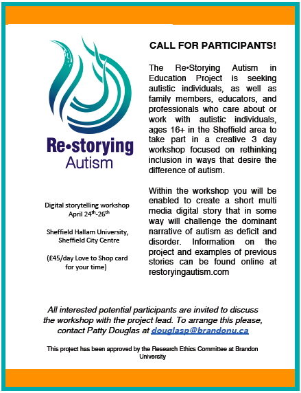 ReStorying's tweet photo. Call for participants in the UK! We're recruiting for our storytelling workshop in #Sheffield, April 24th to 26th. See our flyer below for details! #ReStorying https://t.co/ELL2zd9w7n