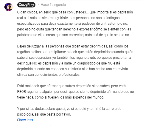 CrazyErzy's tweet photo. Mi respuesta va pa' todos. Dejen de juzgar cuando alguien dice que está deprimido, uds tampoco son quienes para asegurar que no lo está, y como quiera que sea, un poco de empatía hacia quienes están tristes sea por depresión o no, no estaría mal. Me enoja que sean insensibles 😠 https://t.co/R3z23U3Vx5