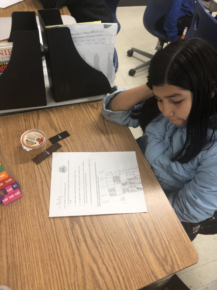 MsLaTonyaFloyd's tweet image. This fraction math task went so well today! I was beaming from ear to ear the entire time. 😁 I am so proud of these 5th graders that trusted me when I said a little ‘struggle’ in math would be good! 💪🏽 They were proud of themselves too! #emrt
