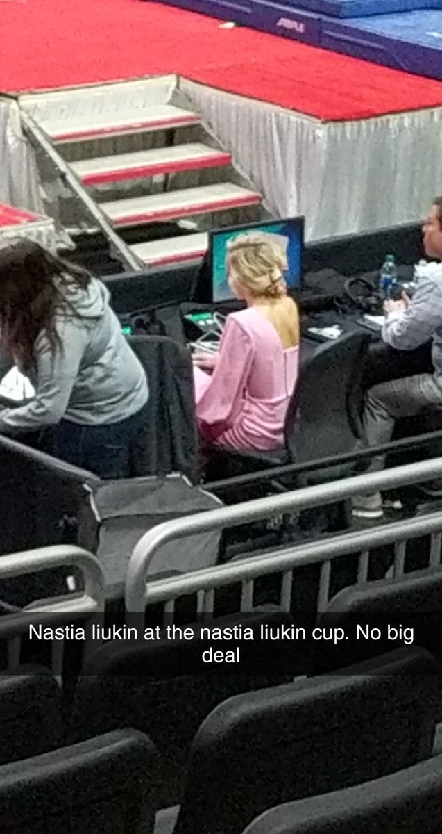 Jenn_Kempen's tweet photo. When you're right behind @NastiaLiukin at the Nastia Liukin cup. No big deal https://t.co/MKYGDQC4Oe
