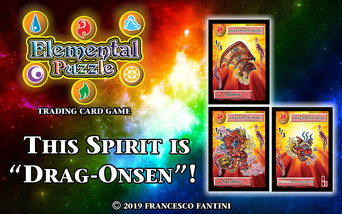 PuzzleTcg's tweet photo. "Drag-Onsen" is Ikit's Ace Spirit and a dragon who loves thermal baths more than anything🔥😀! #cardgame #tabletop #boardgame #puzzle #anime #manga #cartoon #style #dragon #fantasy #indiegame #tcg #boosterpack #deck #card #red #ikit #art #game #bath #thegamecrafter #play #crazy https://t.co/B8Hvxe1YR9