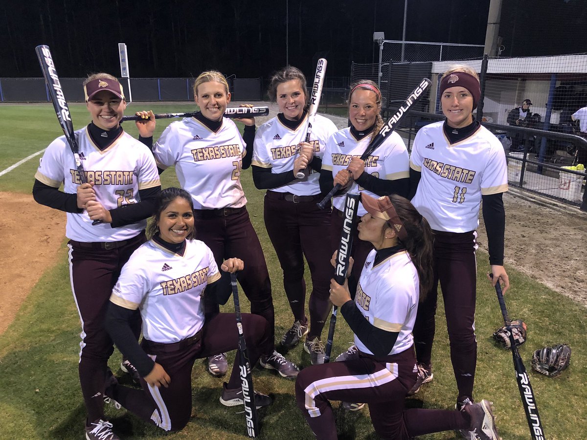 TXStateSoftball's tweet photo. Friday’s are for W’s, and Dingers!! Shoutout to these seven who all went yard in today’s game, powered by @RawlingsSB @RawlingsSports !! https://t.co/OcDA41EkgX