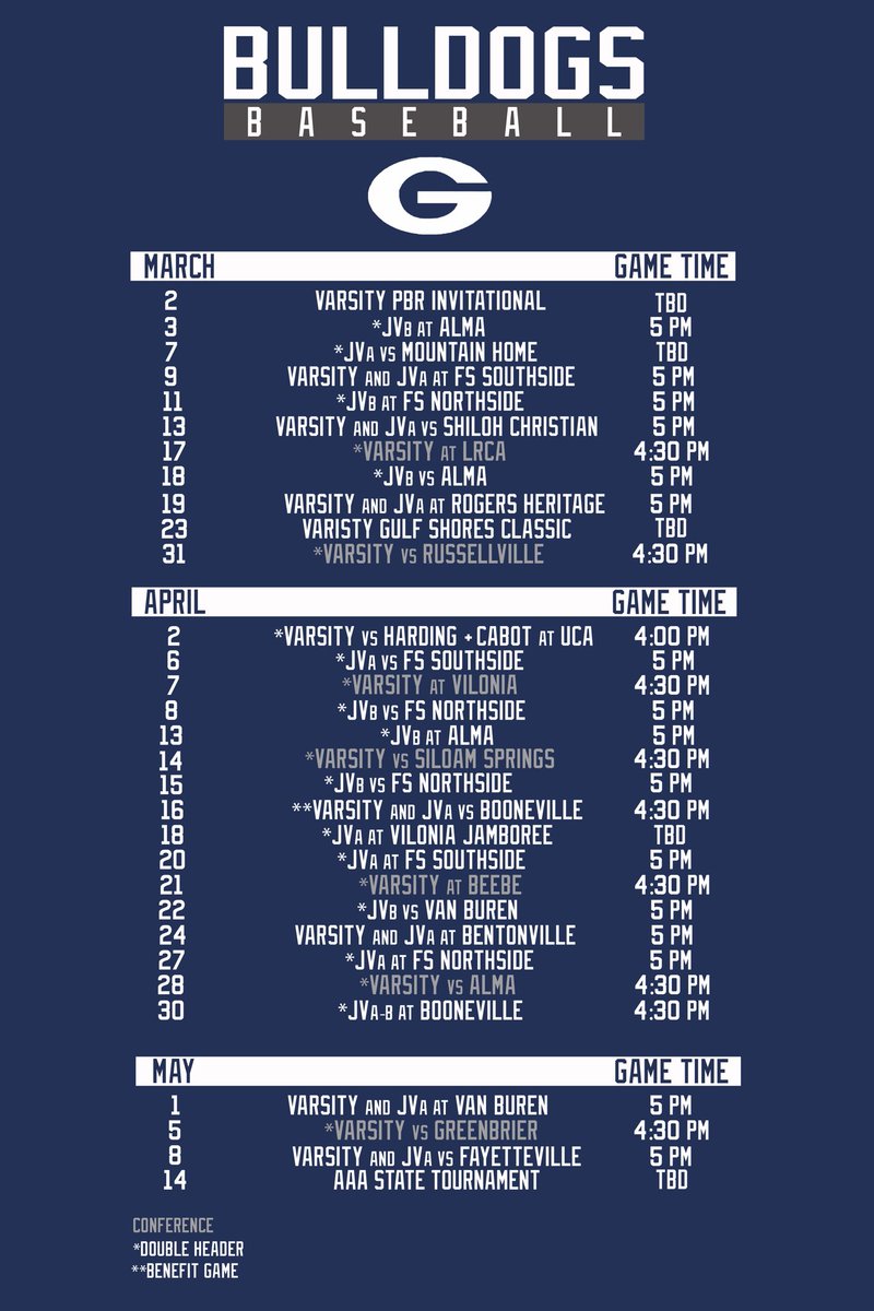 2020 Baseball Schedule