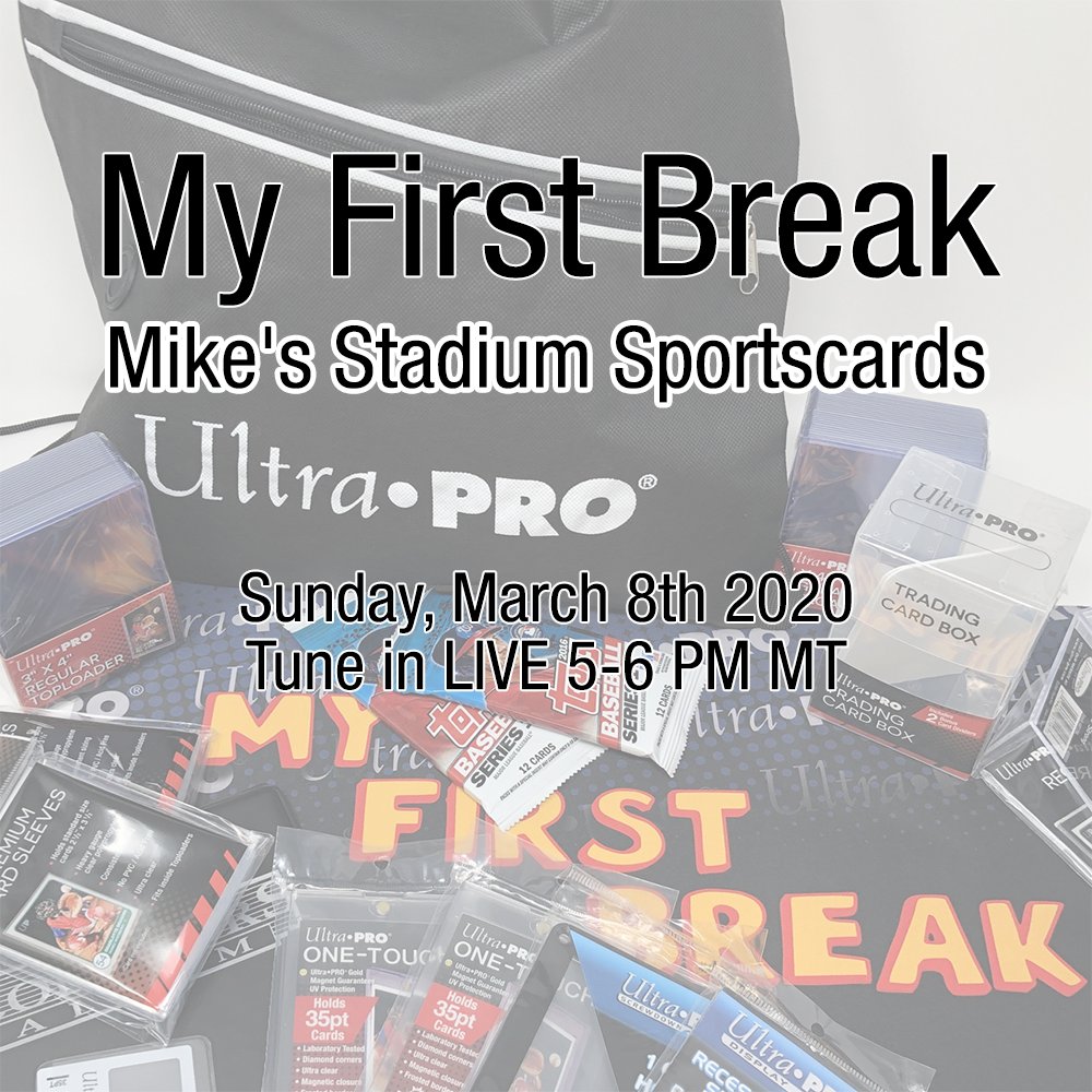UltraPROSupply's tweet photo. Tune in and watch My First Break LIVE with @MikesStadiumSC this Sunday! https://t.co/jjJn3JrgE0
#ultraPRO #myfirstbreak #thehobby https://t.co/9rwdwmOZTV