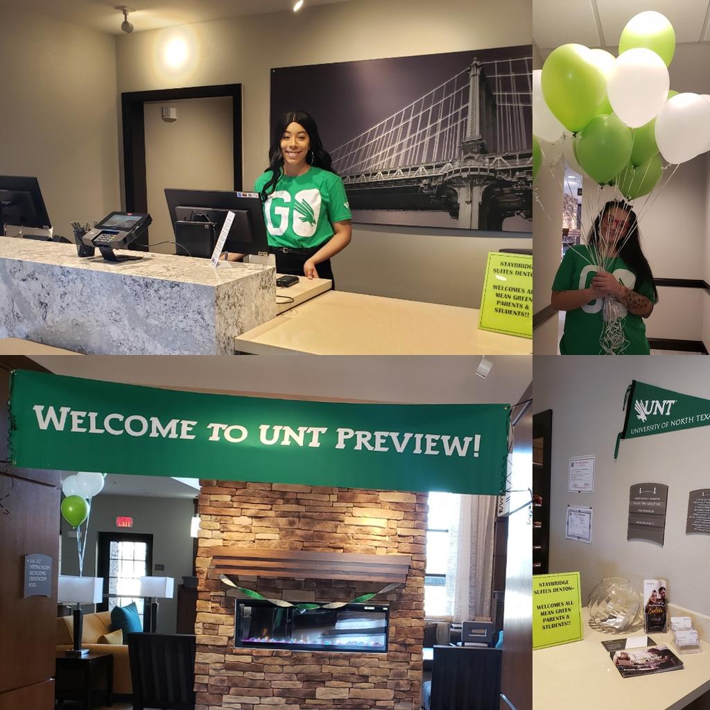 UNTadmissions's tweet photo. #UNT24 it's time to rest up! #UNTPreview IS TOMORROW!! Special shout out to @Staybridge #Denton for going all out for our Future Eagles and their families!
#IAmUNT ๐๐ฆ
https://t.co/ISmPiLnEuM