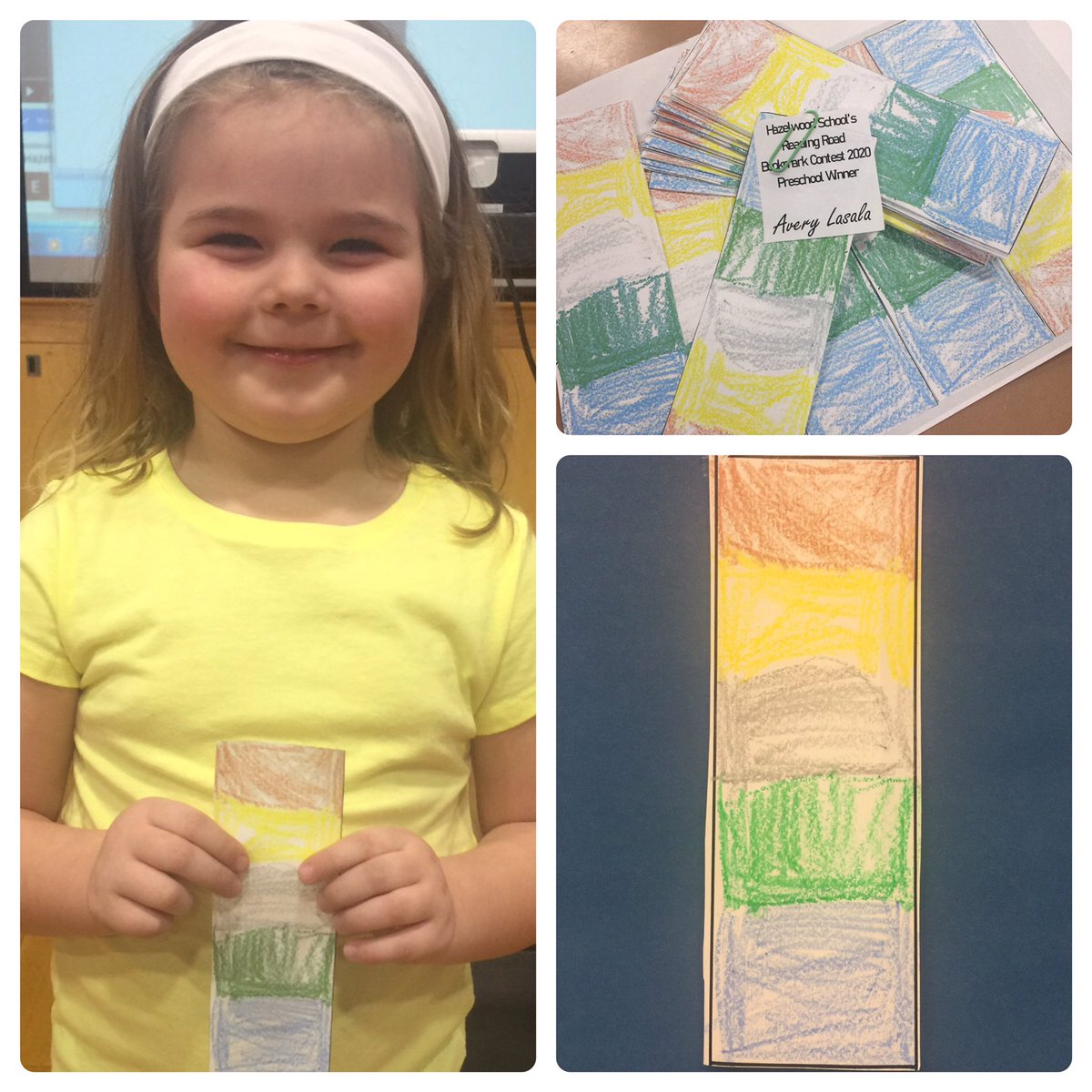 MsCerebe's tweet photo. Introducing our Reading Road Bookmark Contest Winners.... each had original artwork and created a design to go along with our reading road theme! The winning bookmarks have been reproduced &amp; ready to distribute on Monday! Congratulations 🎉 @Hwood_Pride #ReadAcrossAmerica https://t.co/I0annuzRlz