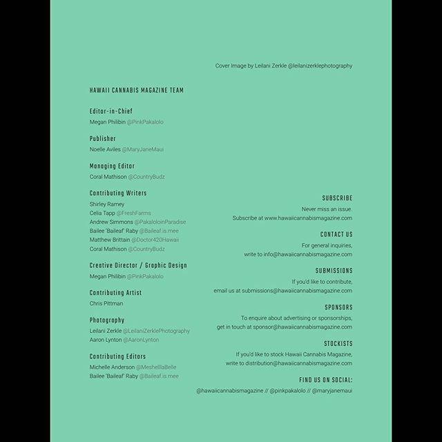 Mahalo to our team of contributors.
If you don’t already know them, you can say hi and show support by checking out their social media pages, linked in this image 💚
•
You can view the full HCM Issue 02 online at ift.tt/2x5yQC0, link in bio 📗
•
Interested in cont…