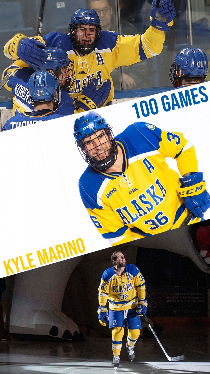 NanooksHockey's tweet photo. #NookNotes | These two are suiting up for their 100th career game in the Blue & Gold tonight. Congrats, @marinez36 & @younger_9! #RuleTheNorth https://t.co/vqzmhBYinq