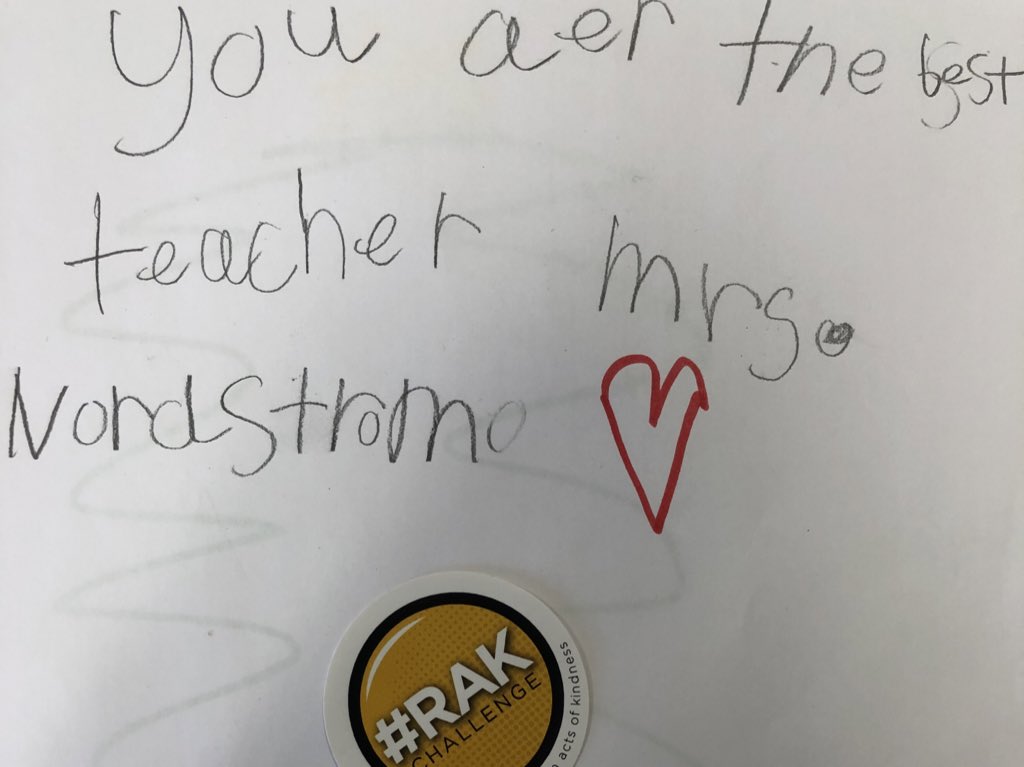 A sweet note that one of my students gave me this week☺️ <a href="/CowlishawKoalas/">Cowlishaw Elementary School</a> #RAKchallenge
