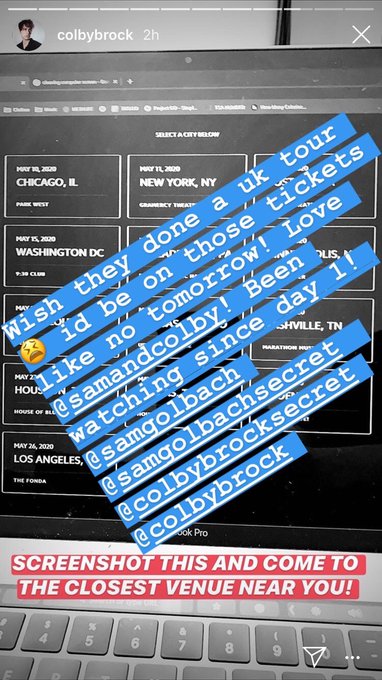 Wish they were doing a uk tour! 😫😖 love @SamandColby so much! Been legit watching them from day1!! @SamGolbach<a class="tags" target="_blank" title="On Twitter" href="/?out=eyJ0eXAiOiJKV1QiLCJhbGciOiJIUzUxMiJ9.eyJpYXQiOjE3MjYwMTUwMTAsImlzcyI6InR3cG9ybnN0YXJzLmNvbSIsIm5iZiI6MTcyNjAxNTAxMCwiZXhwIjoxNzU3NTUxMDEwLCJyZWRpcmVjdF91cmwiOiJodHRwczovL3R3aXR0ZXIuY29tL1NhbWFuZENvbGJ5In0.SEvIPVW36ubp5XF_bKiSa-wq9MXXZhK4kVeSEfgCApILUdHmh3rlBKtUPGB7qSCtwM_GkUqsr5nqpFg9GAUSXw">@SamandColby</a><a href="/tag/xplr"class="tags"><span>#xplr</span></a><a href="/tag/samandcolbytour2020"class="tags"><span>#samandcolbytour2020</span></a><a href="/tag/samandcolby"class="tags"><span>#samandcolby</span></a>