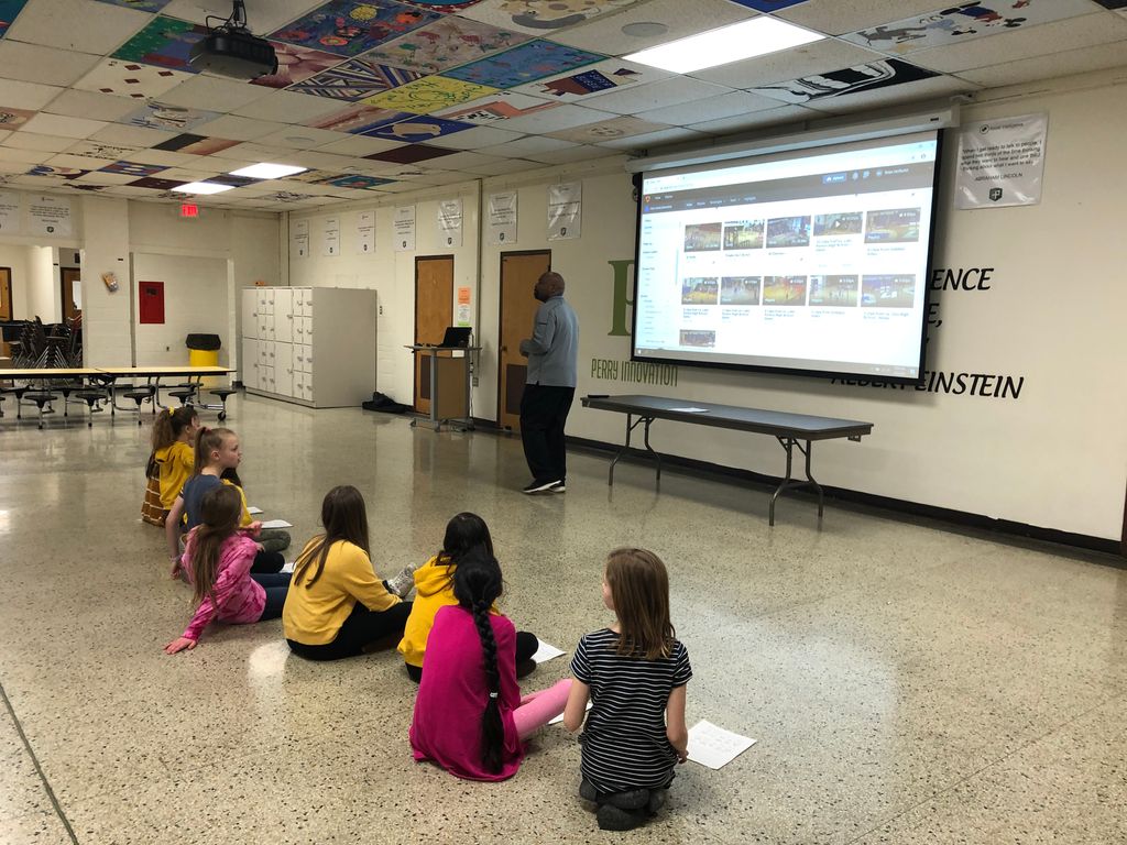 PerryInnovation's tweet photo. Thank you Mr. VanBuren, Basketball Coach; Mr. Carlson, CEO of Howell Nature Center and Evin for sharing about your careers today! https://t.co/5jZEd8NdFo