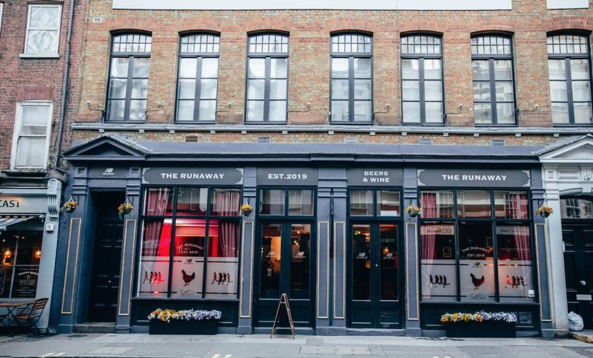 GetaPopUp's tweet photo. Sportswear brand #NewBalance launched a pub to accompany its sponsorship of the London Marathon. Called The Runaway, it only traded in the currency of miles ran, rather than money, to incentivize people to go for a run. Credit: https://t.co/mdUNKgball https://t.co/Ipe6DbBe2d